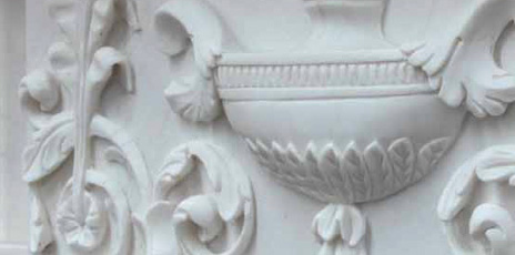 Detail of marble fireplace